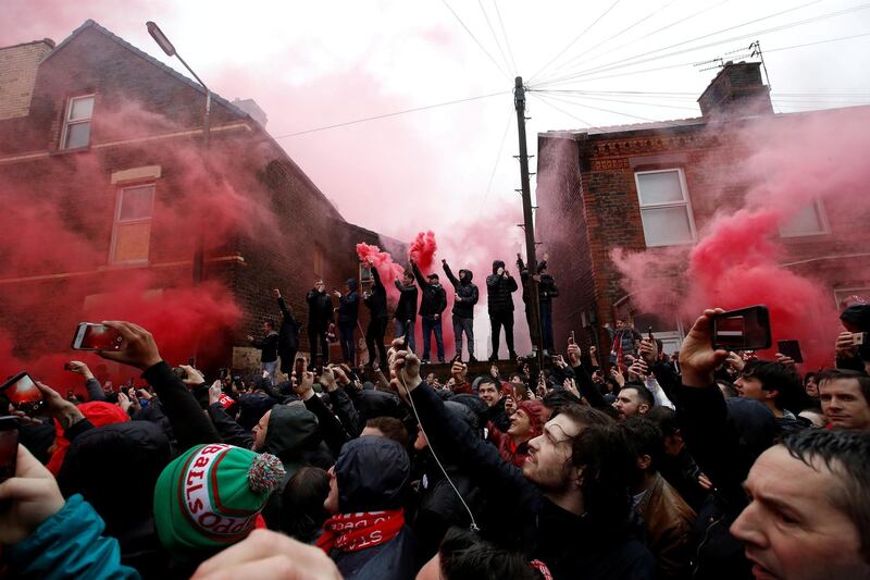 Liverpool fans outside the stadium before the match. Carl Recine / Reuters