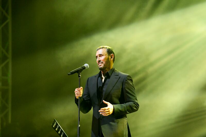 Iraqi singer Kadim Al Sahir will bring his signature balladry for three concerts in Muscat. Khushnum Bhandari / The National
