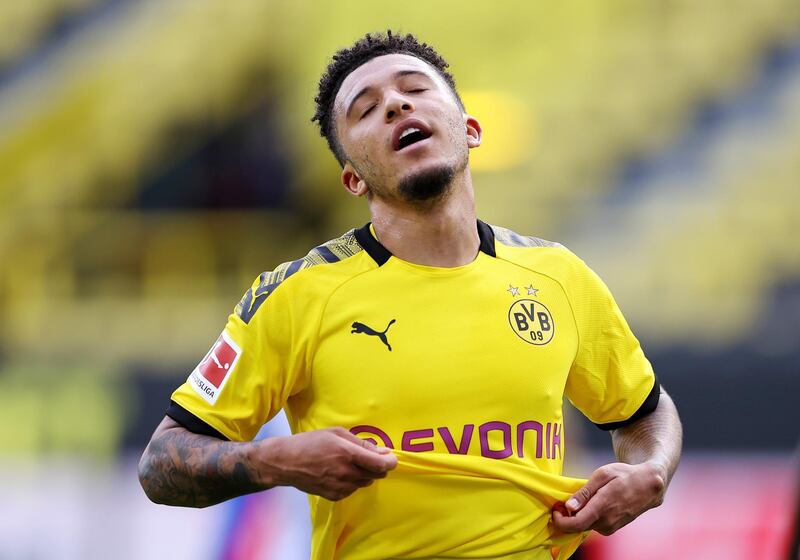 Dortmund's Jadon Sancho after missing a chance. Reuters
