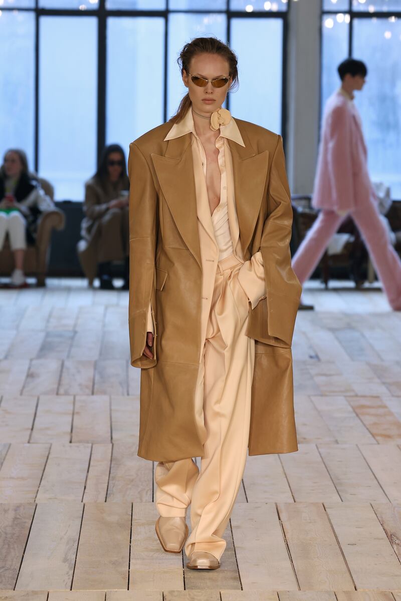 Oversized tailoring at the Sportmax show. Getty Images