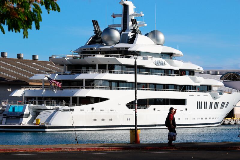 The superyacht 'Amadea' moored in Honolulu. AP