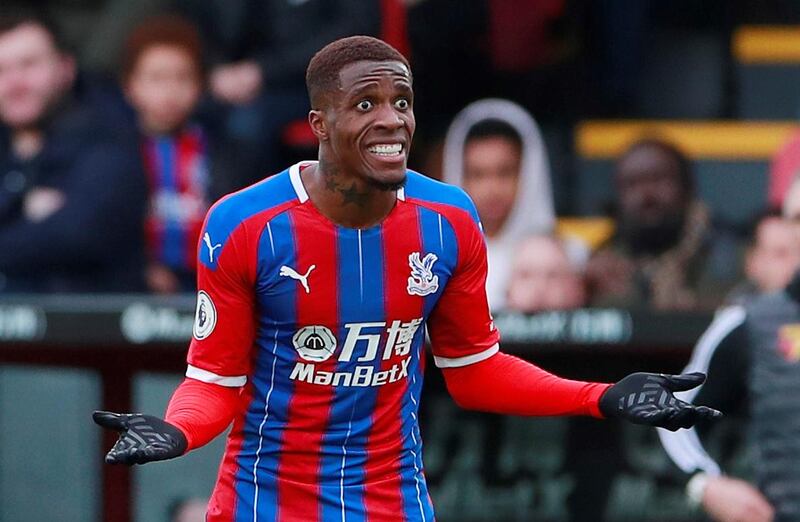 Soccer Football - Premier League - Crystal Palace v Watford - Selhurst Park, London, Britain - March 7, 2020  Crystal Palace's Wilfried Zaha reacts  Action Images via Reuters/Andrew Couldridge  EDITORIAL USE ONLY. No use with unauthorized audio, video, data, fixture lists, club/league logos or "live" services. Online in-match use limited to 75 images, no video emulation. No use in betting, games or single club/league/player publications.  Please contact your account representative for further details.