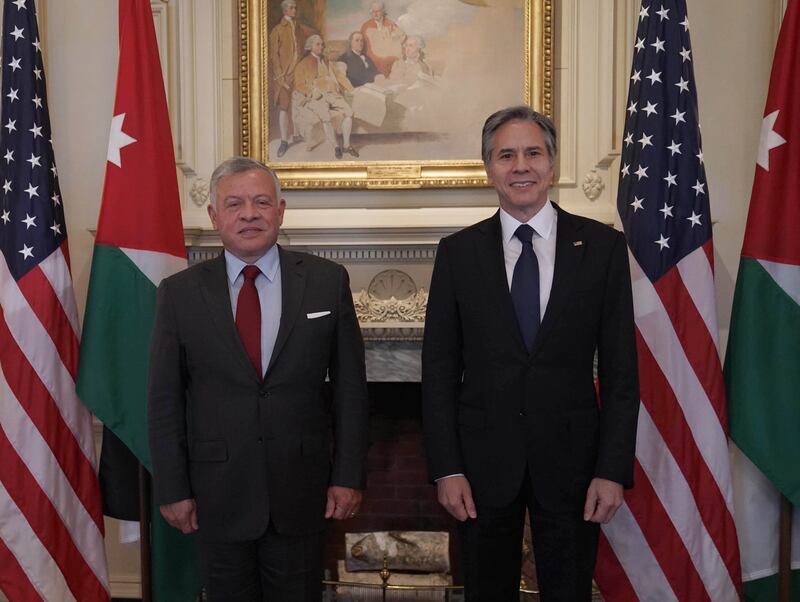 King Abdullah II and Antony Blinken.