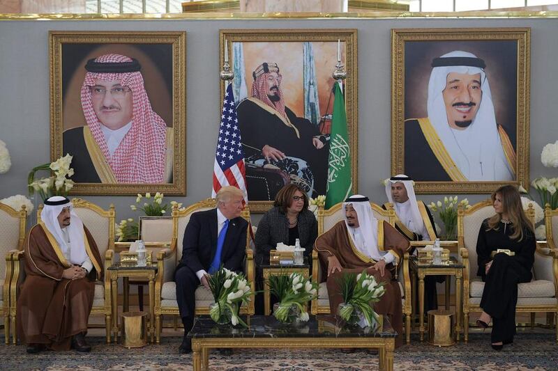 Donald Trump and Saudi Arabia’s King Salman stop for coffee. Mandel Ngan / AFP Photo