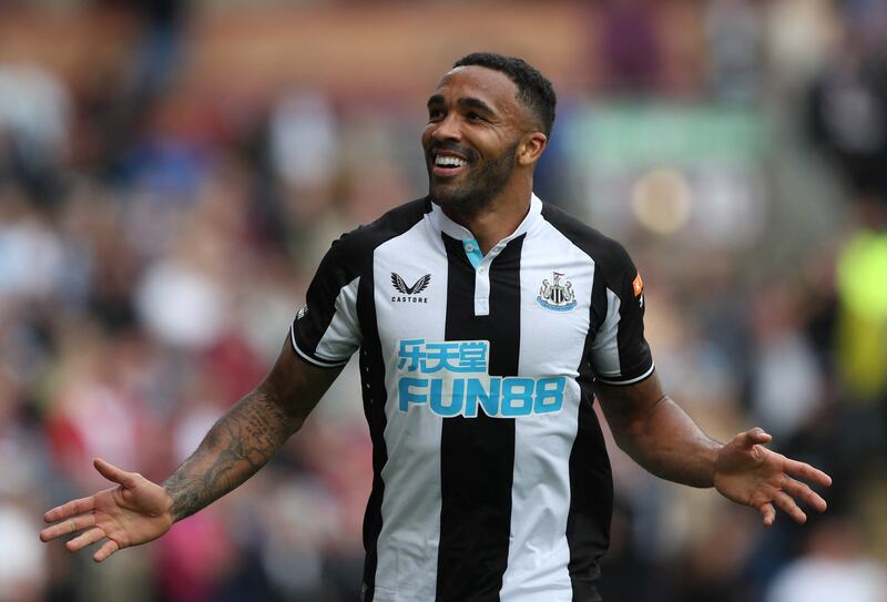 Striker Callum Wilson celebrates scoring his and Newcastle's second goal. Reuters