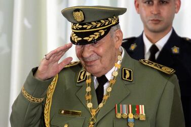Algerian military chief Gen. Ahmed Gaid Salah attends president Abdelmajid Tebboune's inauguration ceremony in the presidential palace, in Algiers. AP