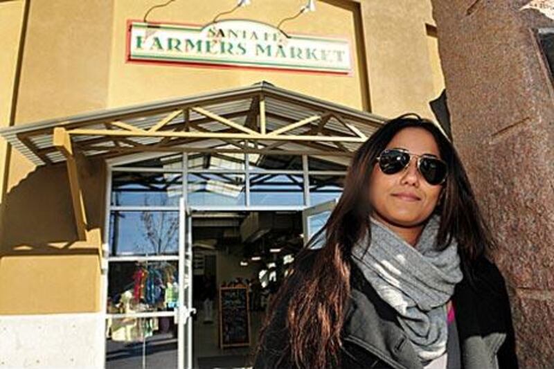 Nouf al Qasimi outside Santa Fe Farmer's Market where you can eat to your heart's content on Tuesdays and Saturdays.