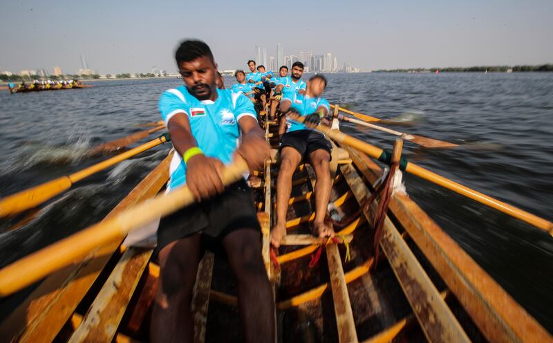Oarsmen in action during the race.