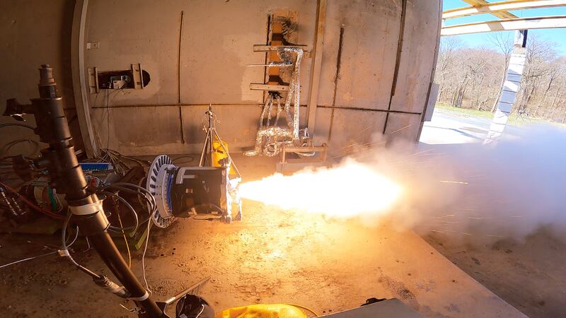 Nasa tests the rocket motors on its Mars Ascent Vehicle on Monday. Photo: Nasa