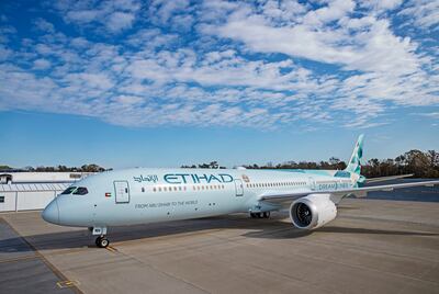 Etihad's Boeing Greenliner has a special eco-themed livery. Photo: Etihad