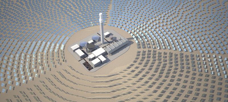 TuNur CSP in Tunisia, an export project with integrated transmission from Tunisia to Italy, which is shown here is the CSP Tower technology, which Acwa plans to use in its South African project. Courtesy TuNur