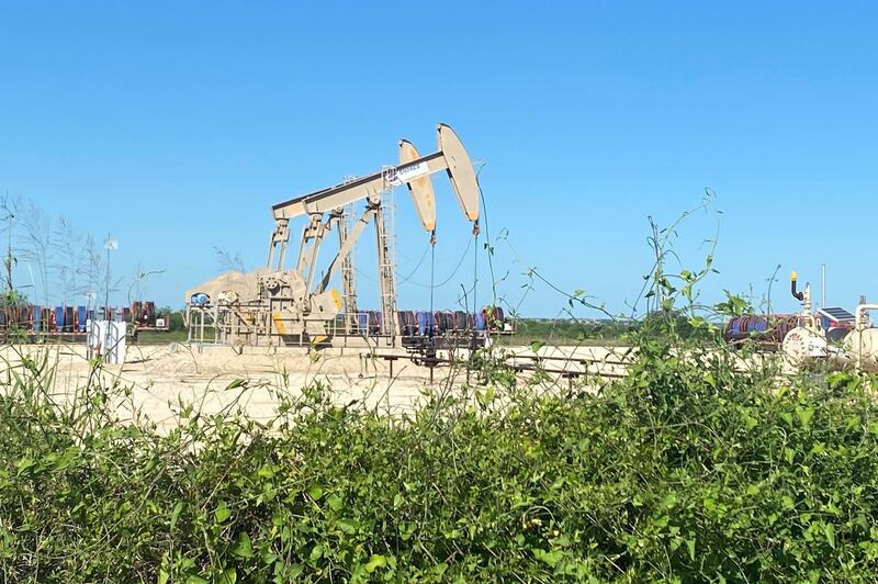 Oil pumps are seen, as oil and gas activity dips in the Eagle Ford Shale oil field due to the coronavirus disease (COVID-19) pandemic and the drop in demand for oil globally, in Karnes County, Texas, U.S., May 18, 2020. Picture taken May 18, 2020.  REUTERS/Jennifer Hiller