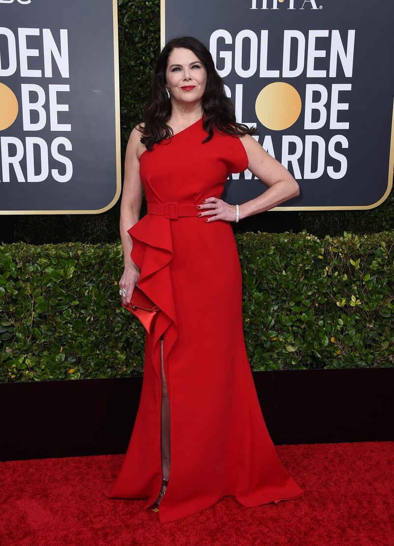 Lauren Graham wears Azzi & Osta at the 77th annual Golden Globe Awards at the Beverly Hilton Hotel on January 5, 2020. AP