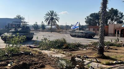 Israeli tanks entering the Palestinian side of the Rafah border crossing between Gaza and Egypt. AFP
