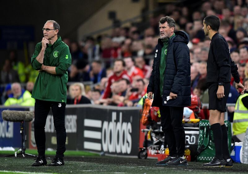 Soccer Football - UEFA Nations League - League B - Group 4 - Wales v Republic of Ireland - Cardiff City Stadium, Cardiff, Britain - September 6, 2018  Republic of Ireland manager Martin O'Neill and assistant manager Roy Keane during the match   REUTERS/Rebecca Naden