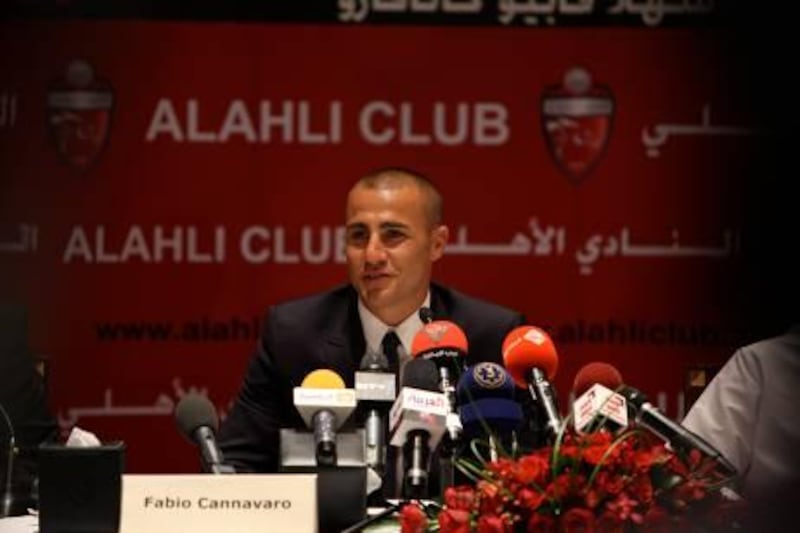 DUBAI, UNITED ARAB EMIRATES, July 04: Fabio Cannavaro, former captain of Italy football team during the press conference at Mina Al Salam hotel in Dubai. (Pawan Singh / The National) For Sports. Story by Paul
