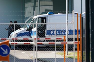 A police car leaves the Federal Supreme Court (BGH) in Karlsruhe, Germany. EPA