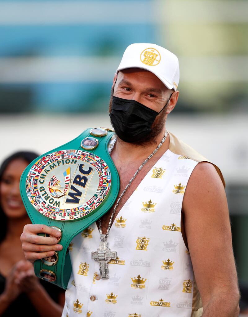 WBC heavyweight champion Tyson Fury arrives in Vegas. Reuters