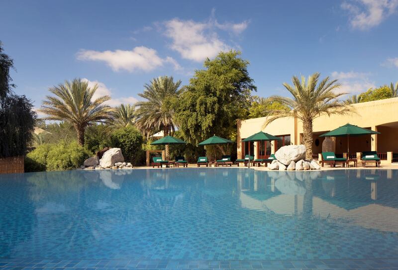The infinity pool at Al Maha Desert Resort in Dubai's Desert Conservation Reserve. Courtesy Al Maha