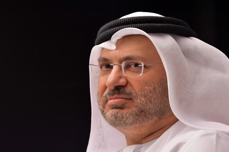 UAE state minister for foreign affairs, Anwar Gargash, speaks during a press conference at his office in Dubai on June 24, 2017. / AFP PHOTO / GIUSEPPE CACACE