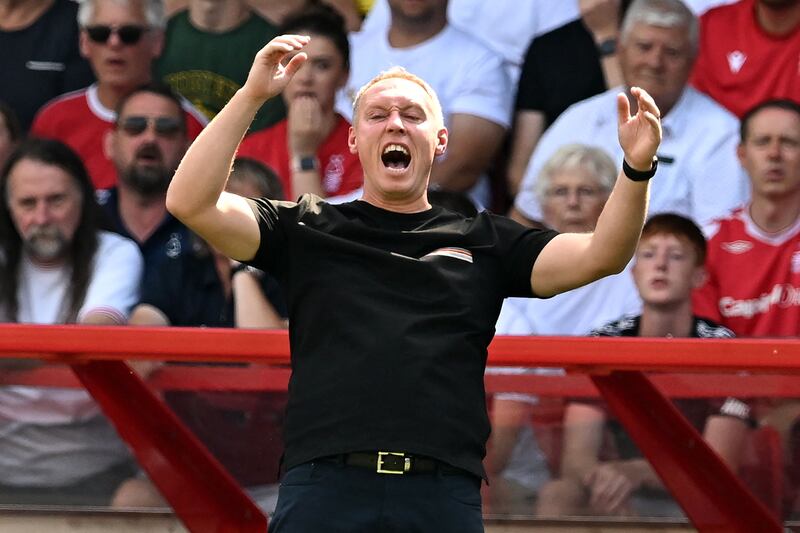 Nottingham Forest manager Steve Cooper reacts. AFP