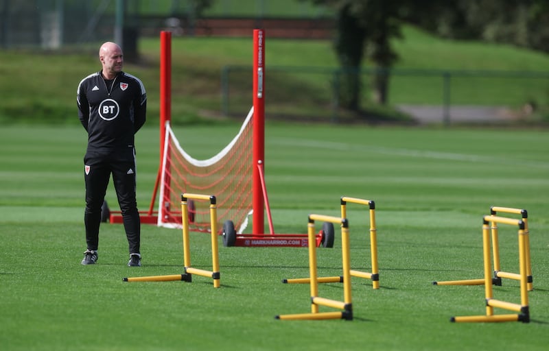 Wales manager Rob Page during training. Action Images
