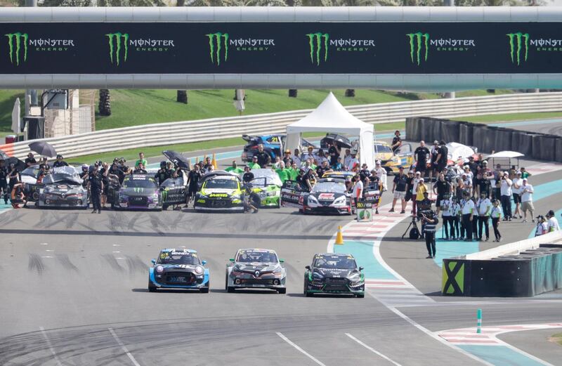 Abu Dhabi, April 6,2019.  FIA World Rallycross Championship at the Abu Dhabi, YAS Marina Circuit. -- First official race.
Victor Besa/The National.
Section:  SP
Reporter:  Amith Passela