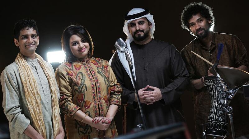From left: Mahesh Raghvan, Nishita Charles, Adel Ebrahim and Riyaz Shah contributed to the UAE Republic Day song. Courtesy: Pradeep Kalipurayath​