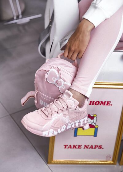 DUBAI, UNITED ARAB EMIRATES. 28 OCTOBER 2019. 
Puma influencer,  Junaynah El-Guthmy, dressed in the Puma X Hello Kitty collaboration at the Hello Kitty Beauty Spa in Dubai.

(Photo: Reem Mohammed/The National)

Reporter:
Section: