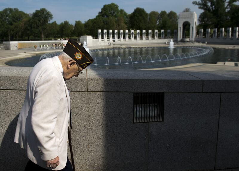 A Second World War veteran at the National Mall in Washington, DC, May 8, 2015. AFP