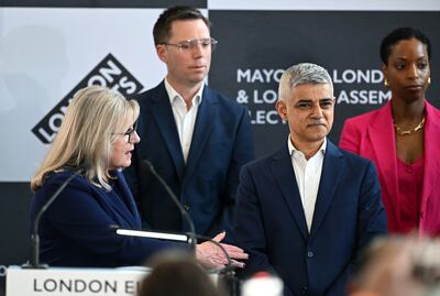 Susan Hall congratulates Sadiq Khan after the results were announced. Getty
