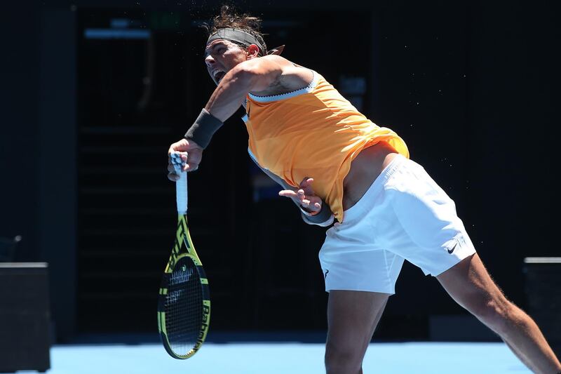 Rafael Nadal of Spain in action against James Duckworth of Australia during their men's singles match during day one of the Australian Open Grand Slam tennis tournament in Melbourne, Australia. EPA