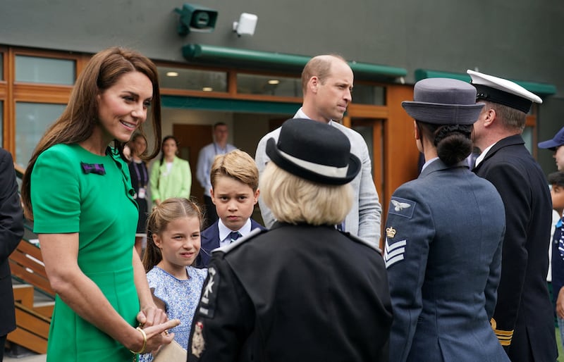 The royals speak to Flight Sgt Jacquie Crook of the Royal Air Force, Pam West, tactical commander at St John's Ambulance, and Lt Cmdr Chris Boucher of the Royal Navy, before the final. Reuters