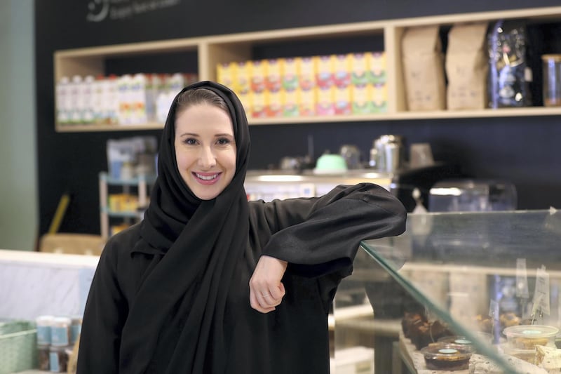 Abu Dhabi, United Arab Emirates - July 25, 2019: Justine Corrado is the founder of Basiligo, a healthy eating restaurant and meal plan service, based in Abu Dhabi. Thursday the 25th of July 2019. Abu Dhabi. Chris Whiteoak / The National