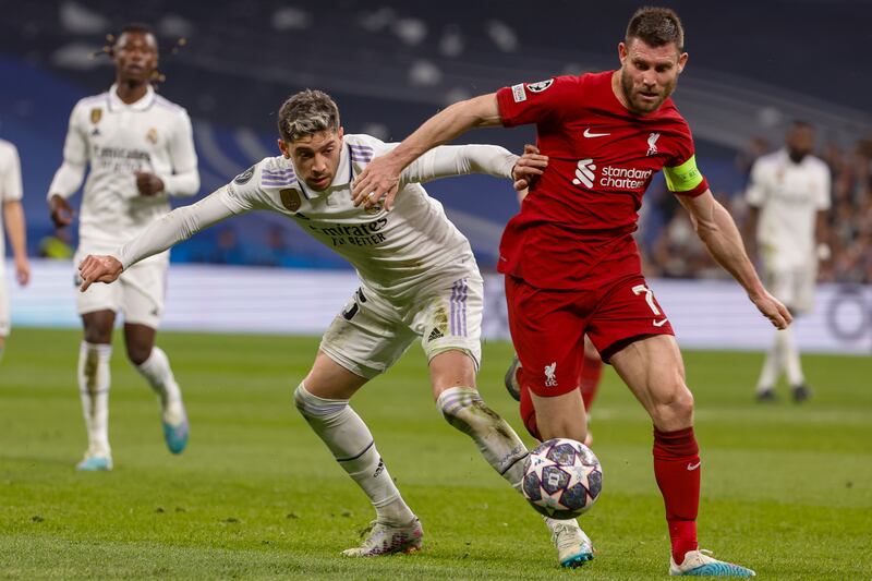 James Milner – 6. Showed plenty of energy and flew out to make blocks, as well as putting in a big tackle on Camavinga. However, he couldn’t do enough to get Liverpool going.
EPA