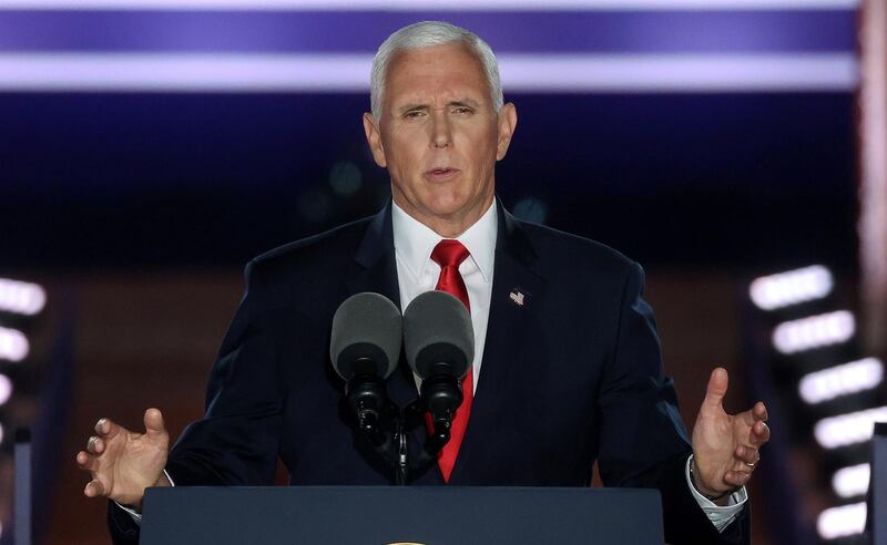 U.S. Vice President Mike Pence delivers his acceptance speech as the 2020 Republican vice presidential nominee. REUTERS