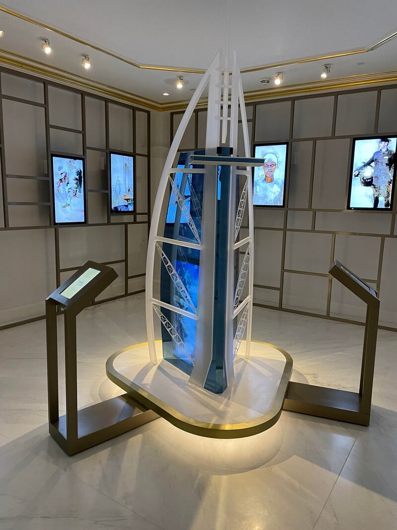 A Burj Al Arab replica within the hotel. It can be viewed from the Experience Suite. Janice Rodrigues / The National