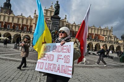A plea to send more weapons to Ukraine, in Krakow, Poland. Getty