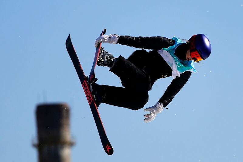 Eileen Gu, of China, competes during the women's freestyle skiing big air final at the Winter Olympics in Beijing. AP