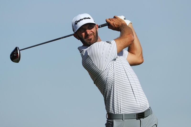 ABU DHABI, UNITED ARAB EMIRATES - JANUARY 17: Dustin Johnson of the United States plays his shot from the 11th tee during Day Two of the Abu Dhabi HSBC Golf Championship at Abu Dhabi Golf Club on January 17, 2019 in Abu Dhabi, United Arab Emirates. (Photo by Warren Little/Getty Images)