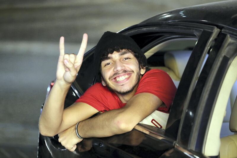 Sharjah, United Arab Emirates - November 27th, 2019: National Day feature on Rounding where people drink tea in their cars. Wednesday, November 27th, 2019, Sharjah. Chris Whiteoak / The National