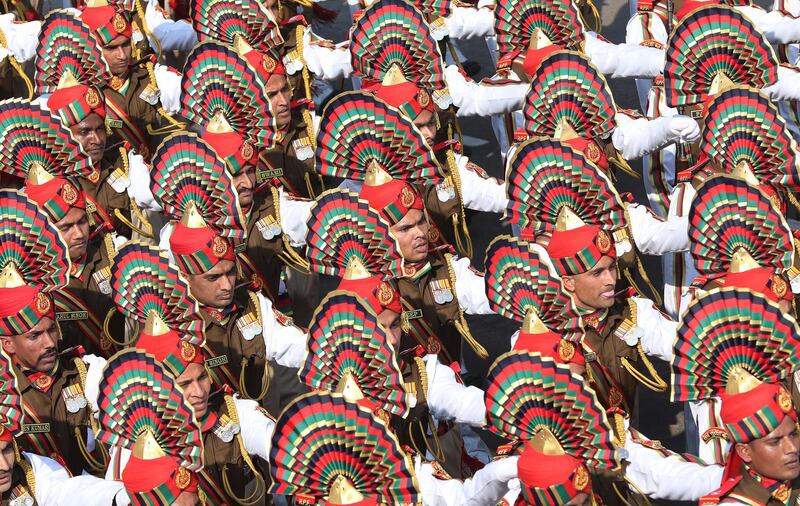 Indian railway protection forces participate in the 70th Republic Day celebrations in New Delhi, India.  EPA