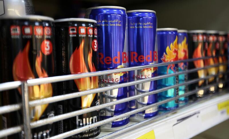 Drinking too many energy drinks like these can lead to panic attacks, vomiting, heart attacks, and in some cases, death, say experts. Pawan Singh / The National