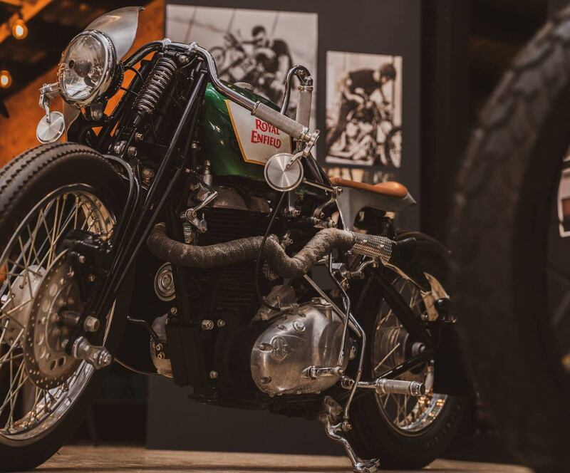 A Royal Enfield Radical Springer built by 86 Cycles in Abu Dhabi