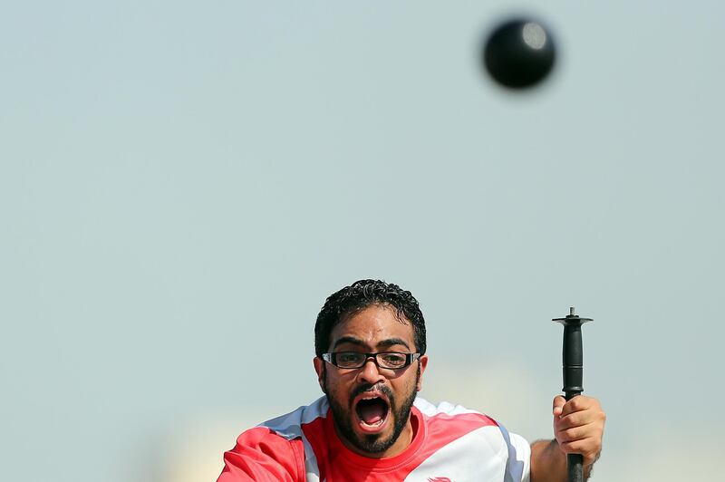 Abdulla Alshawi of Bahrain competes in the men's Shot Put F34. EPA