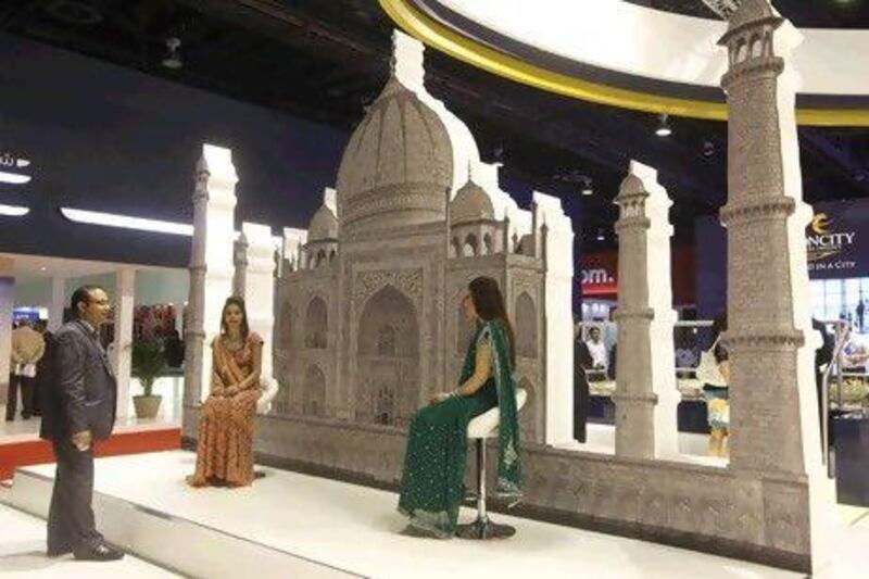 A replica of the facade of Taj Mahal of Agra at Cityscape in Dubai. Jeffrey Biteng / The National