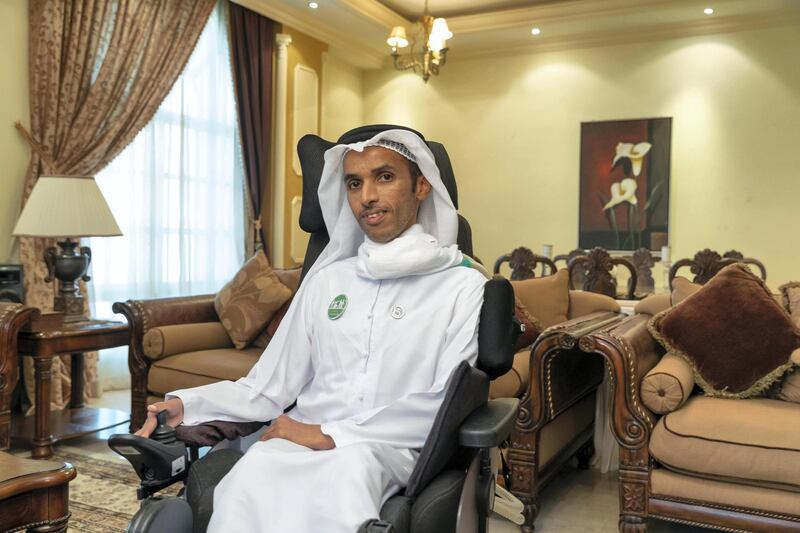 RAS AL KHAIMAH, UNITED ARAB EMIRATES. 07 AUGUST 2018. Abdullah Al Zaabi, Chairman of yes2mygiving initiative. The initiative dedicated to empowering people with disabilities. (Photo: Antonie Robertson/The National) Journalist: Nawal Al Ramahi. Section: National.