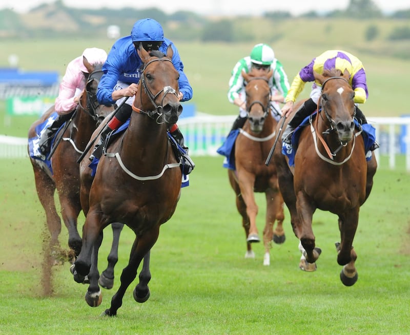 Harry Angel ridden by Adam Kirby (left) wins The Darley July Cup during Darley July Cup Day of The Moet and Chandon July Festival at Newmarket Racecourse. PRESS ASSOCIATION Photo. Picture date: Saturday July 15, 2017. See PA story RACING Newmarket. Photo credit should read: Rui Vieira/PA Wire