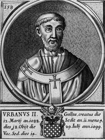 Circa 1090, Pope Urban II (1042? - 1099). He launched the First Crusade at the Council of Clermont in France. (Photo by Hulton Archive/Getty Images)