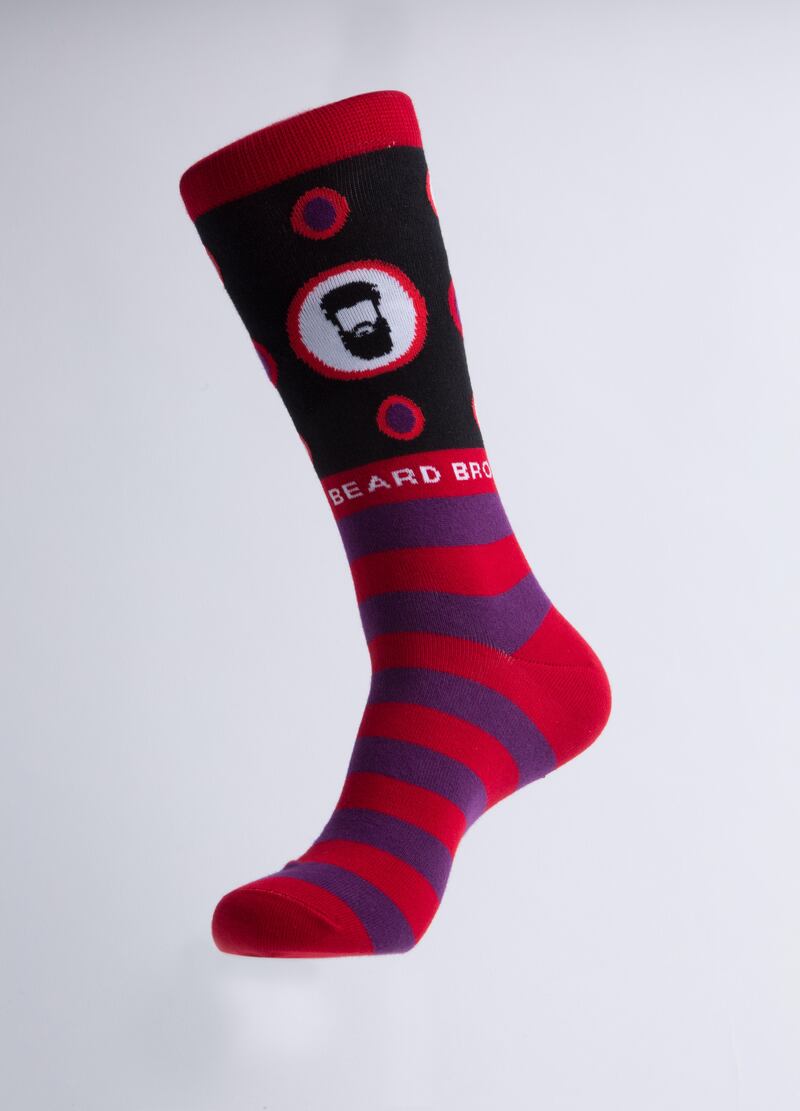 The Beard Bros sock: “Facial hair is a growing fashion trend, and many of our Muslim brothers use this as an accessory to enhance their look. We created this pair to unite trendy men around the world, one sock at a time.”